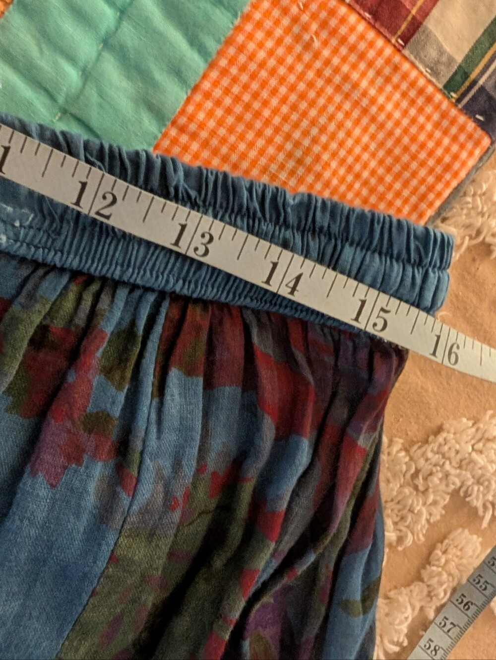 Sari Hippie beach skirt, blue/purple maxi skirt, hi-low hem, gypsy boho - Picture 9 of 10